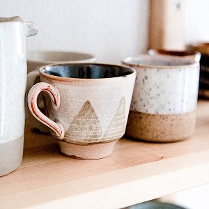 cups on a shelf