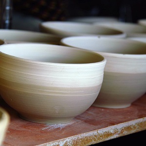 simple bowls on a shelf